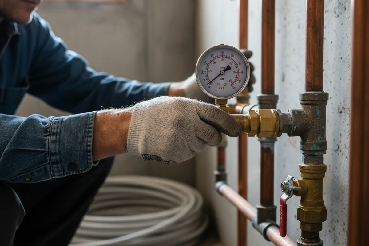 Pressure testing a repaired line during Water Line Repair in Micanopy